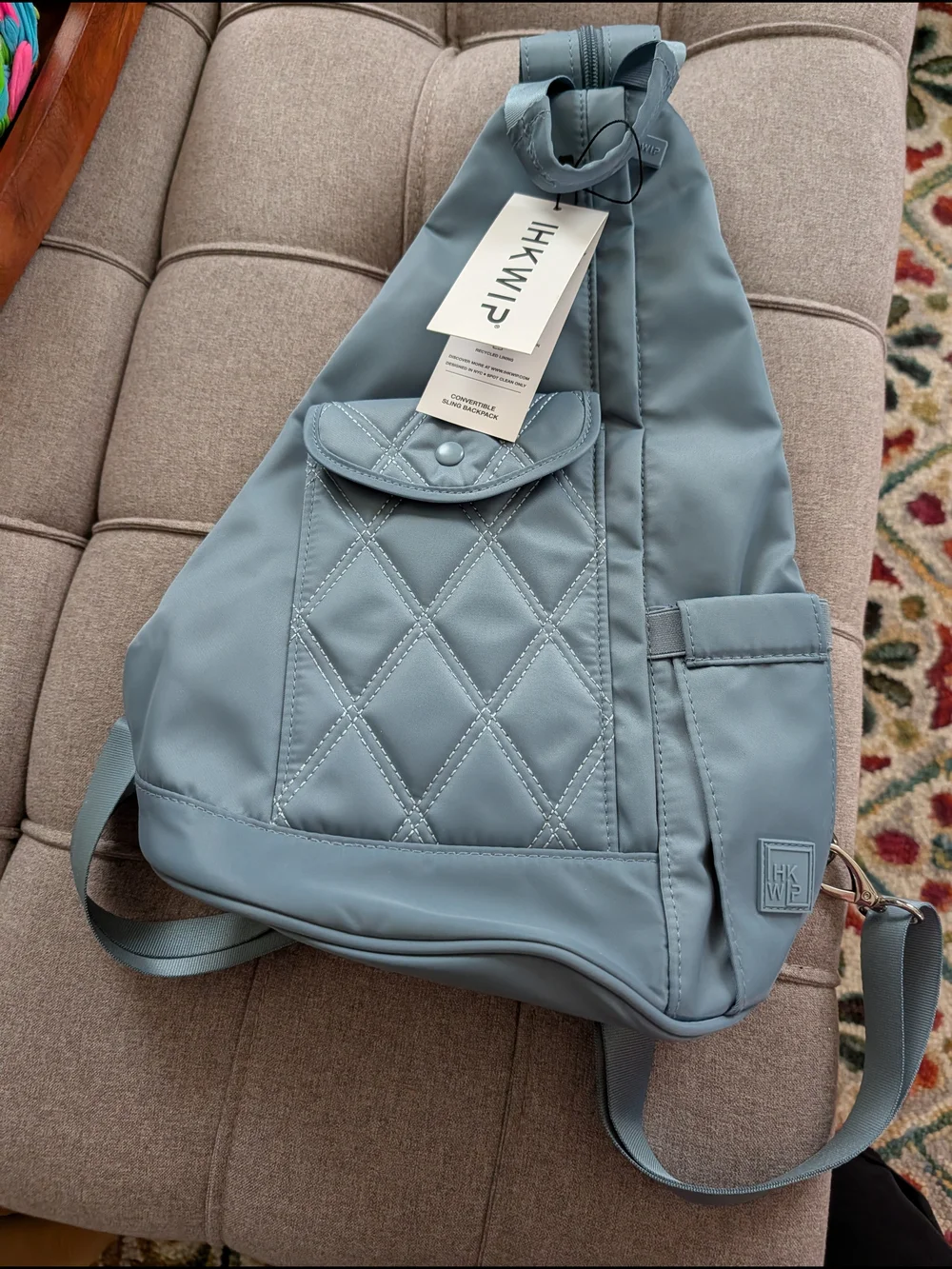 Hikwi Slate Blue Quilted Sling Backpack for Men